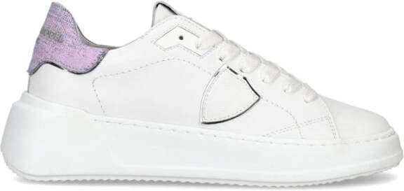 Philippe Model Witte+Lichtblauwe Sneakers met Metallic Accenten White Dames