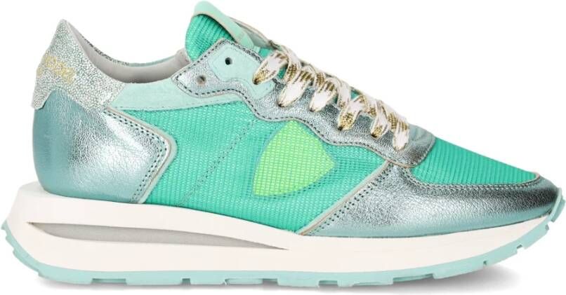 PHILIPPE MODEL Lage Sneakers Dames Tropez Haute Low Woman Leer Groen