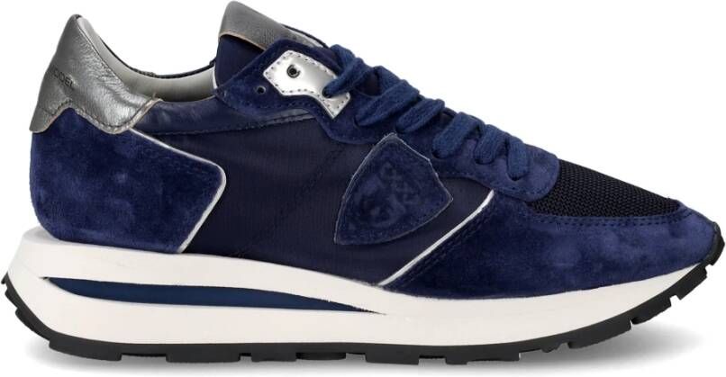 Philippe Model Low-Top Sneakers Calf Leather Sneakers With Textured Accents in blauw