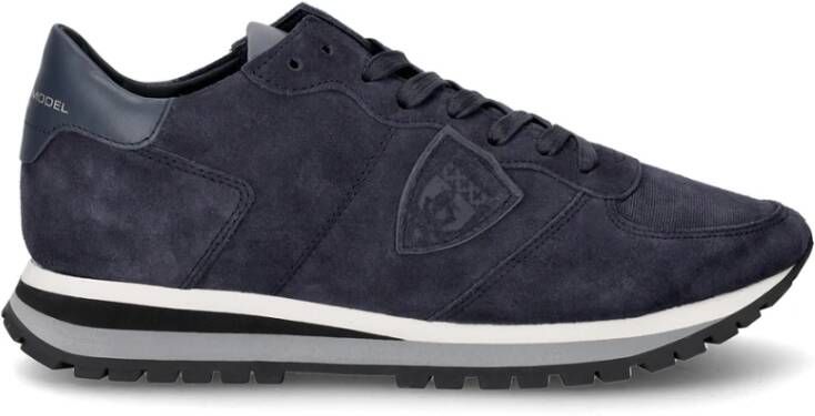 Philippe Model Blauwe Suède Trpx Lage Sneaker Blauw Heren