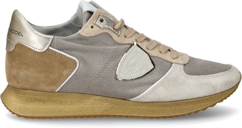 Philippe Model Stijlvolle lage top sneakers in grijs bruin en wit