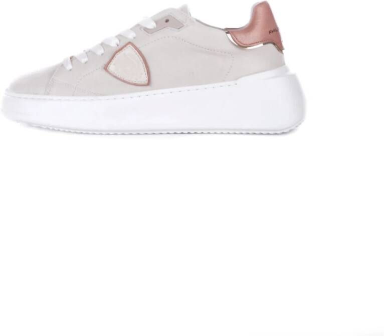 Philippe Model Nude leren sneaker met metallic details Beige Dames