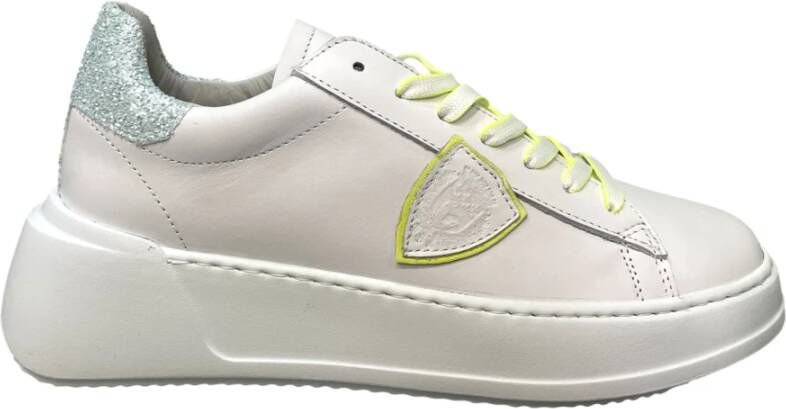 Philippe Model Glitter White Yellow Casual Sneakers White Dames