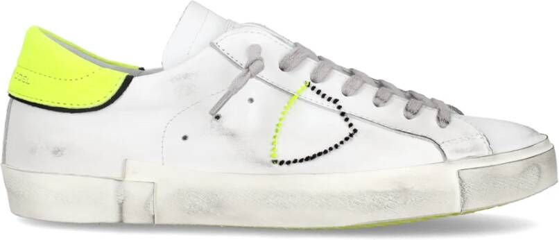 Philippe Model Leren Vetersneakers met Handtekeningembleem White Heren