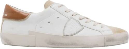 Philippe Model Vernieuwde Prsx Sneaker met Vintage Afwerking Beige Heren