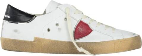 Philippe Model Witte Sneakers Leder Katoen Rubber Zool Multicolor Heren