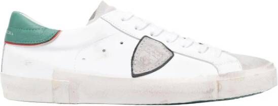 Philippe Model Witte lage sneakers met gebruikte behandeling en gekleurde randen White Heren