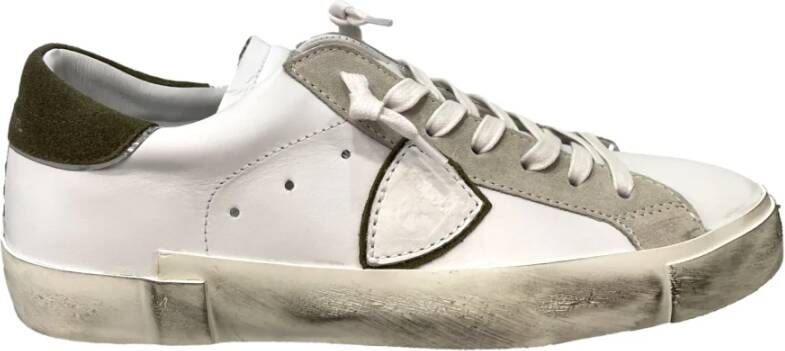 Philippe Model Sneakers met Vintage-effect van Kalfsleer en Suède White Heren