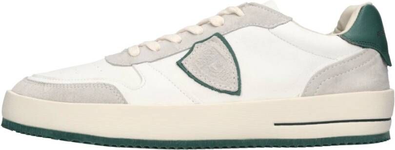 Philippe Model Witte Leren Sneakers Ronde Neus Logo Detail White Heren - Foto 4