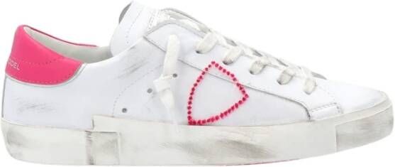 Philippe Model Dames Leren Sneakers met Python Print Details White Dames