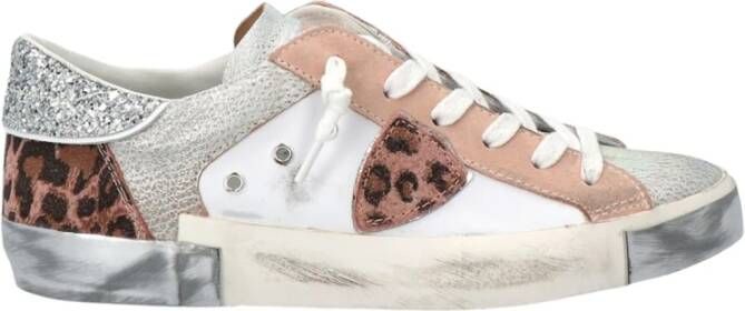 Philippe Model Vintage Leren Sneakers met Geborduurd Zig-Zag Badge White Dames - Foto 10