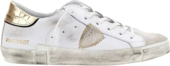 Philippe Model Vintage Leren Sneakers met Geborduurd Zig-Zag Badge White Dames - Foto 14