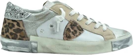 Philippe Model Vintage Leren Sneakers met Geborduurd Zig-Zag Badge White Dames - Foto 13