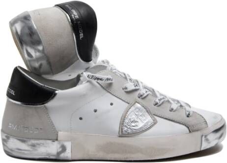 Philippe Model Paris X Sneaker van leer en wit suède met zwarte spoiler Wit - Foto 13