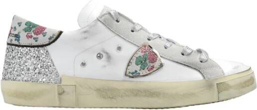 Philippe Model Glitter Bloemen Leren Sneakers Multicolor Dames