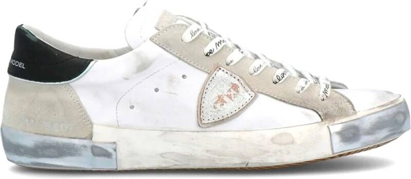 Philippe Model Paris X Sneaker van leer en wit suède met zwarte spoiler Wit - Foto 5