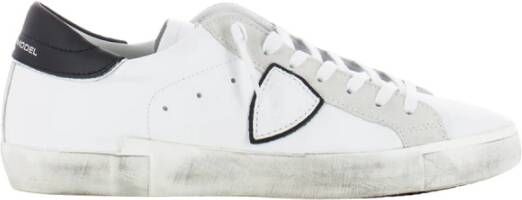 Philippe Model Witte Leren Sneakers met Contrasterende Hiel White Heren