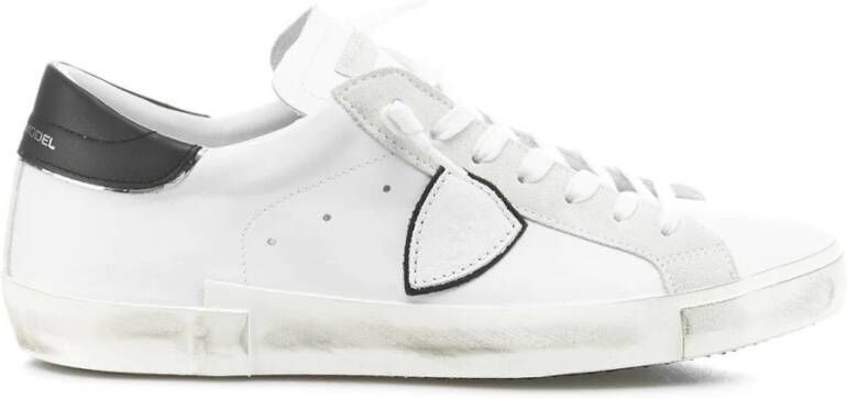 Philippe Model Witte Leren Sneakers met Contrasterende Hiel White Heren