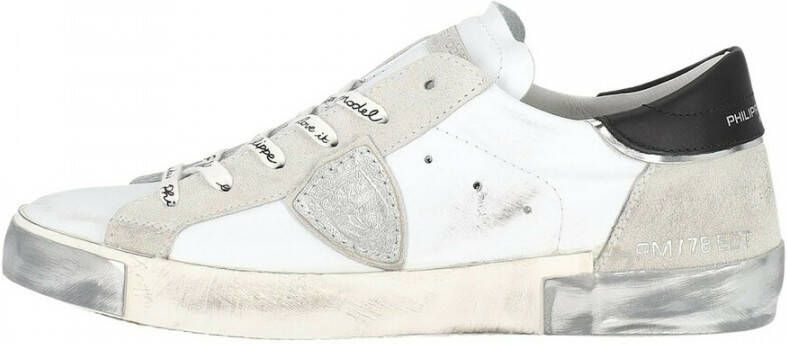Philippe Model Paris X Sneaker van leer en wit suède met zwarte spoiler Wit - Foto 6
