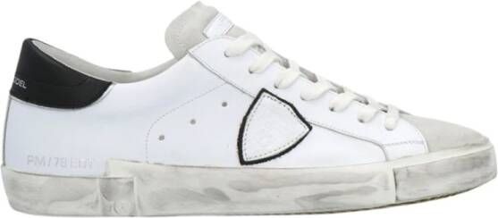 Philippe Model Witte Leren Sneakers met Iconisch Zij Schild White Heren