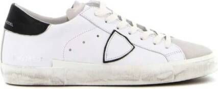 Philippe Model Witte Leren Sneakers met Iconisch Zij Schild White Heren