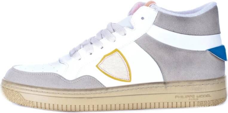 Philippe Model Lyon Sneakers Gerecycled Leer Wit Lichtblauw Oranje Multicolor Heren - Foto 2