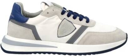 Philippe Model Nylon Sneaker met Suede en Kalfsleren Details White Heren