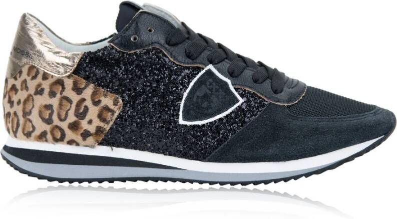 Philippe Model Tropez X Leo sneaker met suède en glitter details