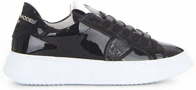 Philippe Model Zwarte Temple Sneakers met Logo Plaque Zwart Dames