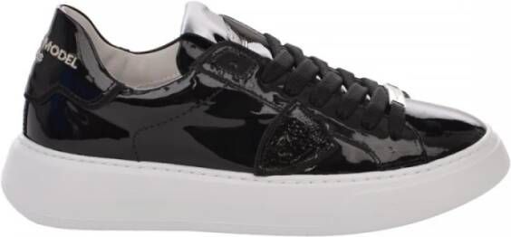 Philippe Model Zwarte Temple Sneakers met Logo Plaque Zwart Dames