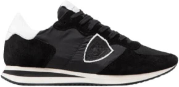 Philippe Model Zwarte suède herensneakers met tweekleurige zool Black Heren