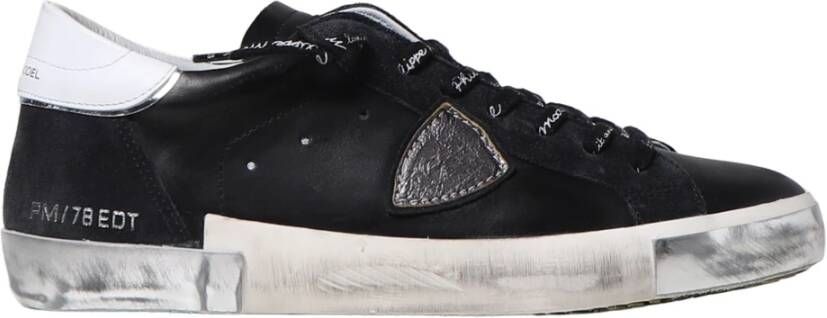Philippe Model Zwarte en zilveren leren en suède Paris X Sneakers Black - Foto 7