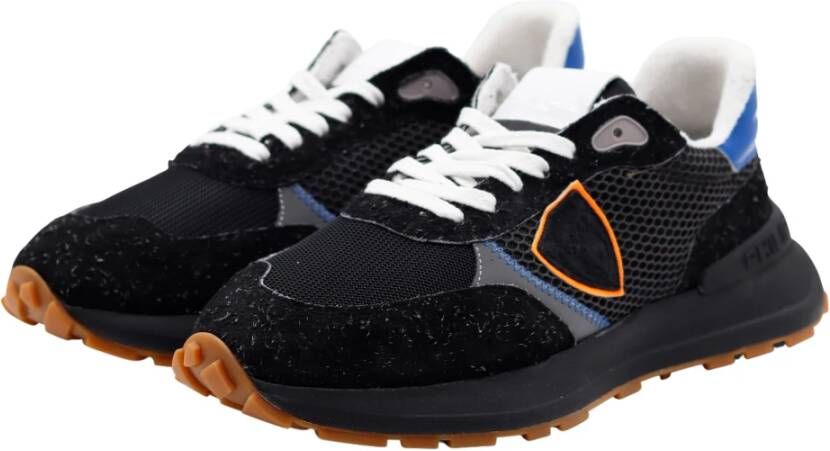 Philippe Model Sportieve Lage Sneaker in Zwart en Oranje Black Heren