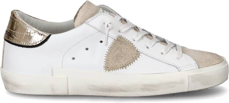 Philippe Model Vintage Leren Sneakers met Geborduurd Zig-Zag Badge White Dames - Foto 2