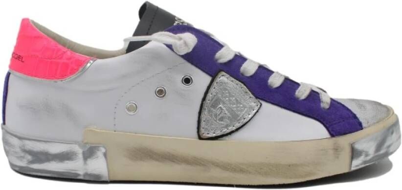 Philippe Model Stijlvolle Blanc Violet Sneakers Multicolor Dames