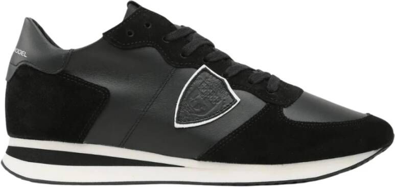 Philippe Model Zwarte suède herensneakers met tweekleurige zool Black Heren - Foto 2