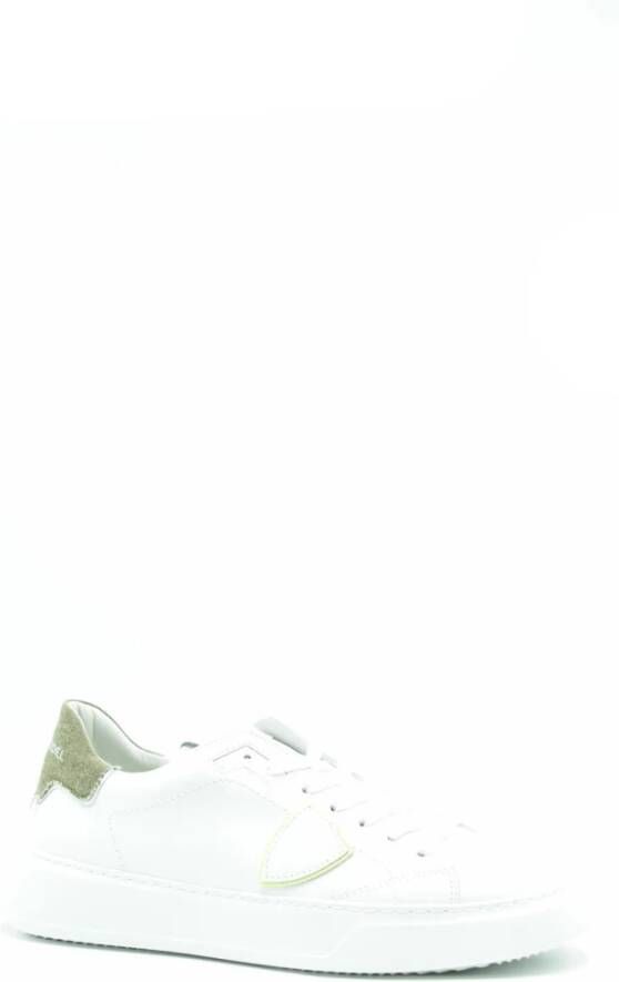 Philippe Model Witte Lage Sneakers met Bovenwerk van Kalfsleer White Heren