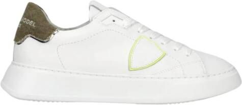 Philippe Model Witte Lage Sneakers met Bovenwerk van Kalfsleer White Heren