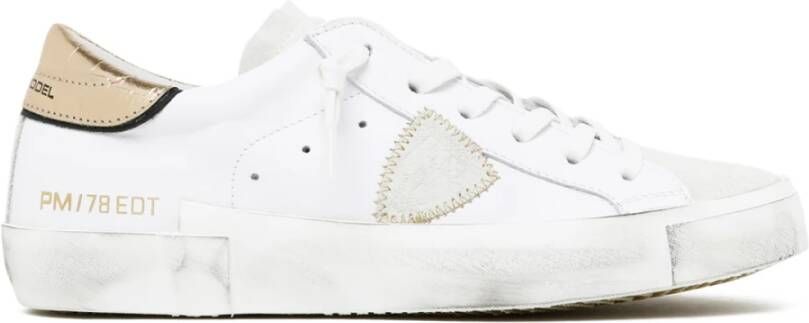 Philippe Model Vintage Leren Sneakers met Geborduurd Zig-Zag Badge White Dames - Foto 5