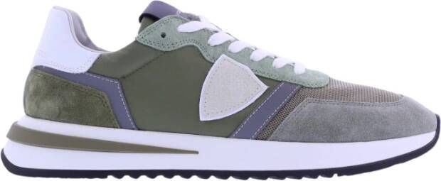 Philippe Model Blauwe Nylon Sneakers met Suède Details Multicolor Heren