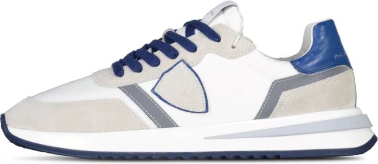 Philippe Model Nylon Sneaker met Suede en Kalfsleren Details White Heren