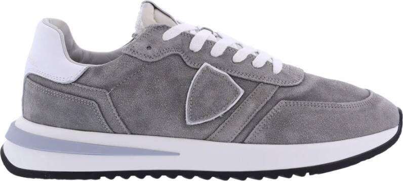 Philippe Model Italiaanse Suède Stijlvolle Heren Sneakers Gray Heren