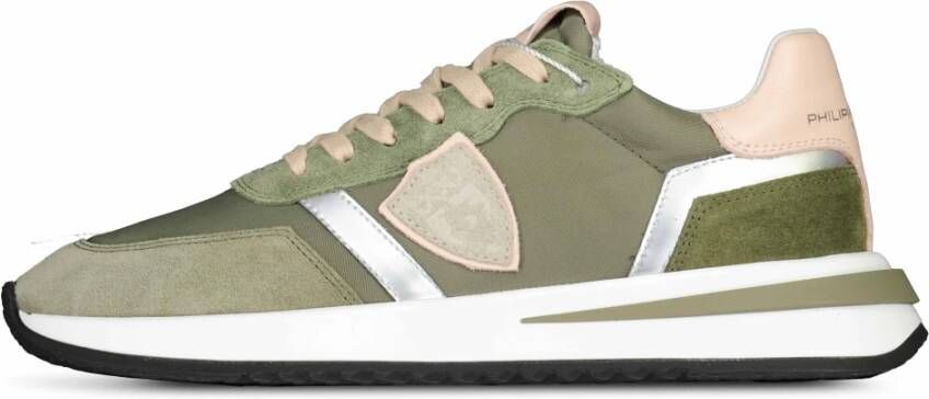 Philippe Model Glamoureuze Metallic Sneakers voor modebewuste vrouwen Green Dames