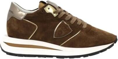 Philippe Model Vintage-geïnspireerde Tropez Haute lage sneakers voor vrouwen Brown Dames