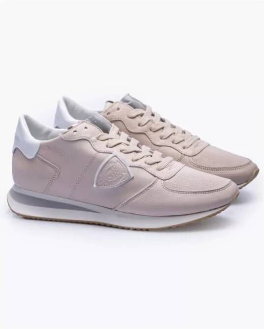 Philippe Model Tropez X Leren Sneakers met Uitgesneden Details en Embleem Beige Dames