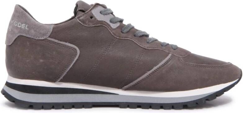 Philippe Model Vintage Leren Sneakers Antraciet Urban Multicolor Heren