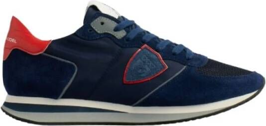 Philippe Model Blauw Rood Nylon Leren Sneakers voor Heren Blue Heren