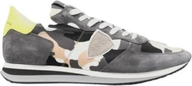 Philippe Model Army Fabric Sneakers met Suede Inzetstukken Green Heren