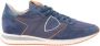 Philippe Model Grijze Leren Lage Sneakers Blauw Heren - Thumbnail 1