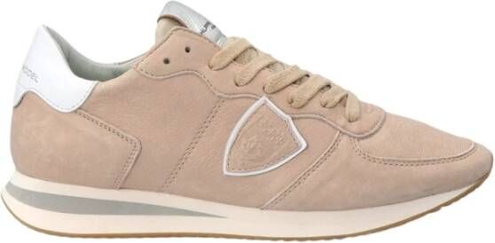 Philippe Model Italiaanse Sneakers met V-Hals en Wikkelsluiting Beige Dames